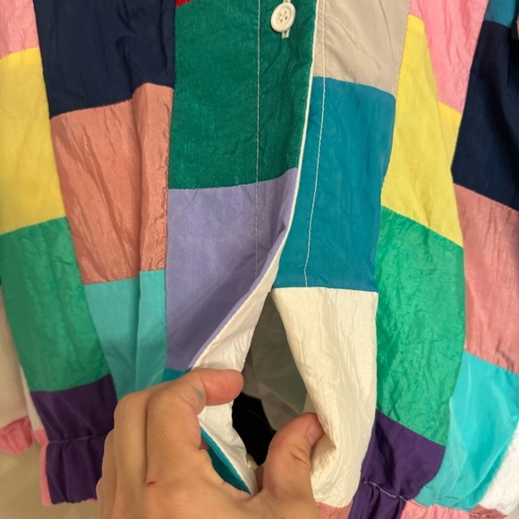 Vinta RARE Marguerite Rubel Patchwork Coat Jacket Of Many Colors Size L Retro - Picture 5 of 16